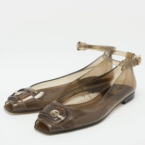 Fendi Transparent Jelly Peep Toe Ankle Strap Ballet Flats